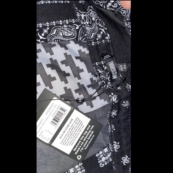 NEW Missguided -NEVER WORN‼️ Denim Wrath Split Hem Bandana Print Jeans US SIZE 4 - Picture 7 of 8